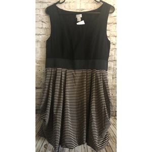 NEW H&M Women's Ladies Black/Brown Striped Sleeveless Bubble Skirt Dress Size 14